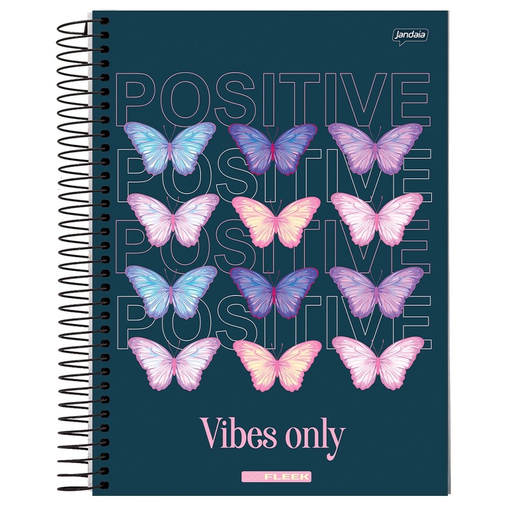 Caderno Espiral Universitário Jandaia - Capa Dura 10 Matéria On Fleek 200 Folhas - Embalagem com 4 Unidades