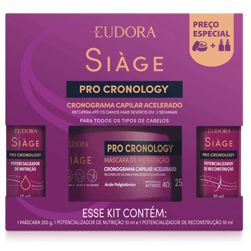 Kit Mascara Siage 250g + 2 Potencializadores Pro Cronology 10ml