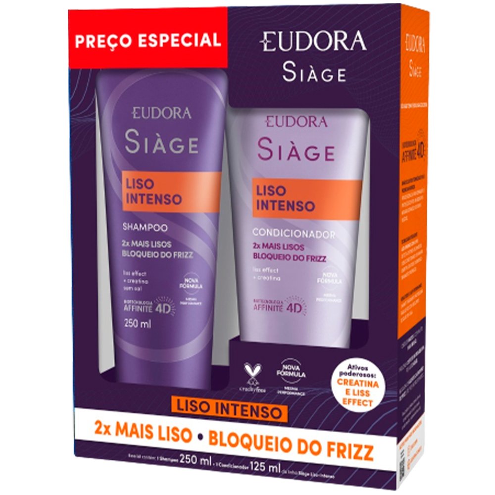 Shampoo 250ml E Condicionador 125ml Siage Liso Intenso