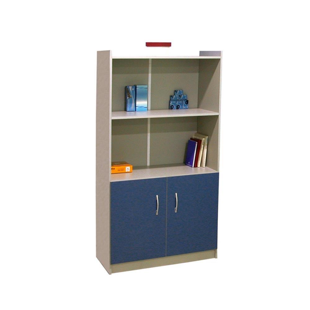 Armario Escritorio Meia Porta 155X82 Cinza/Azul