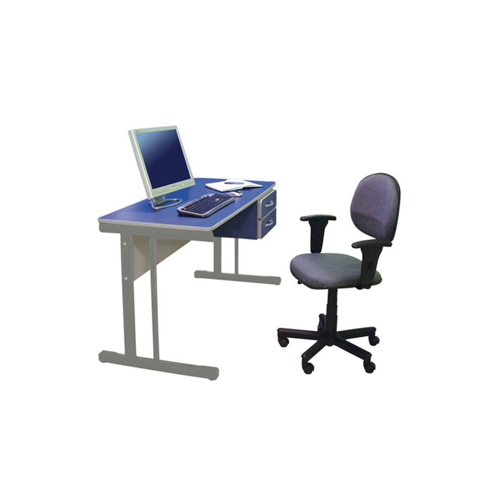 Mesa Escritorio Secretaria 2 Gavetas Cinza/Azul 121X60