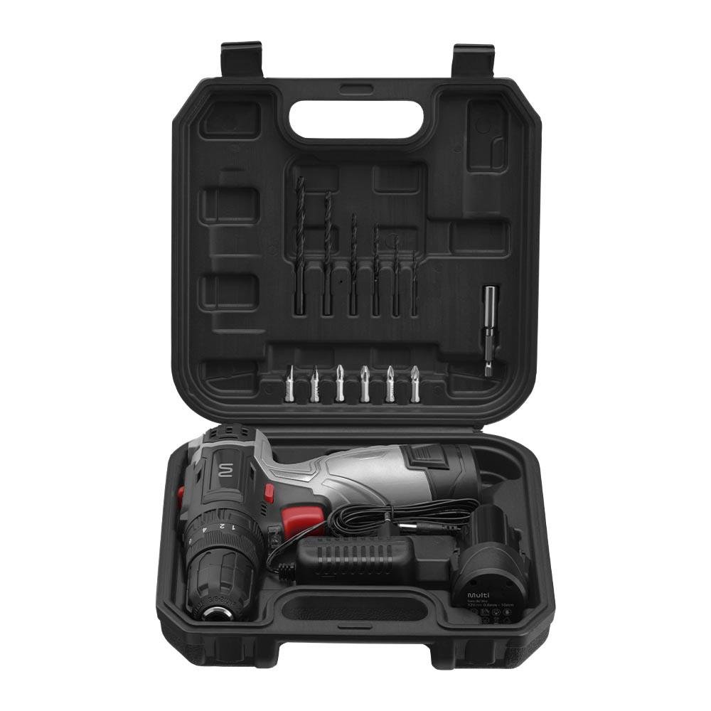 Parafusadeira e Furadeira C/ Impacto 12V 2 Baterias + Maleta Multi - FE006