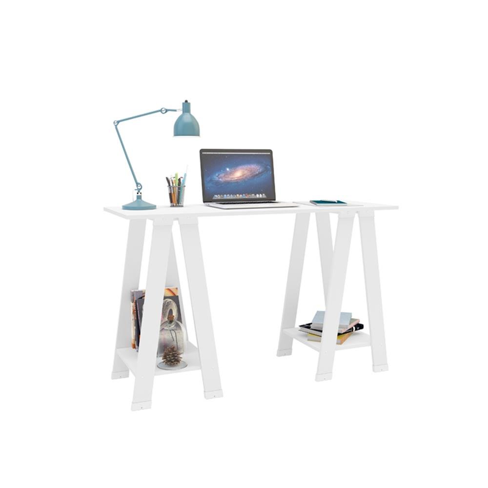 Mesa Escritorio Pes Cavalete Branco Politorno