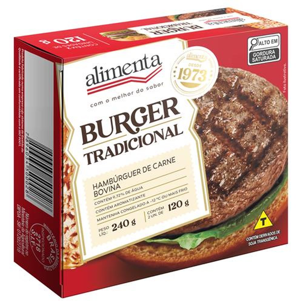 Hamburguer de Carne Bovina Sabor Tradicional 120g - caixa kit 2 unidades 240g