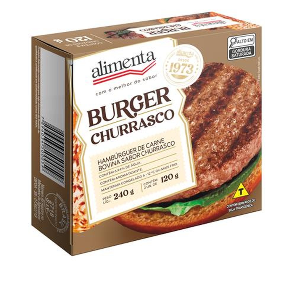 Hamburguer de Carne Bovina Sabor Churrasco 120g - caixa kit 2 unidades 240g