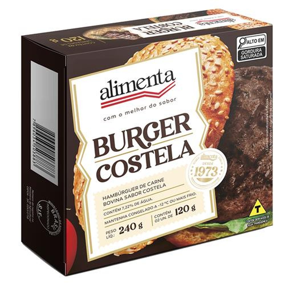 Hamburguer de Carne Bovina Sabor Costela 120g caixa kit 2 unidades 240 g
