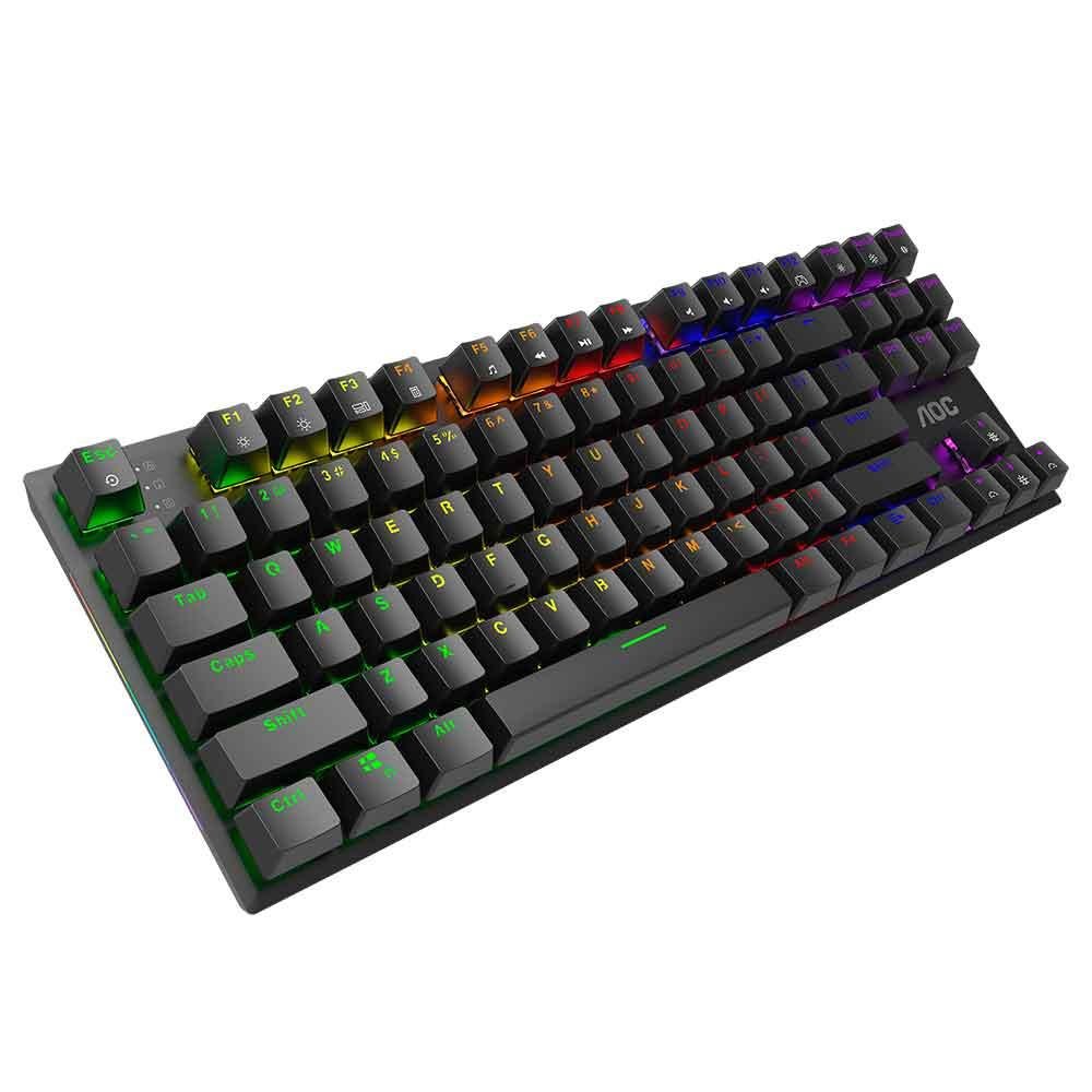 Teclado Com Fio Gamer Mecânico AOC TKL GK450 Red Switch, USB-C - GK450BR/FG
