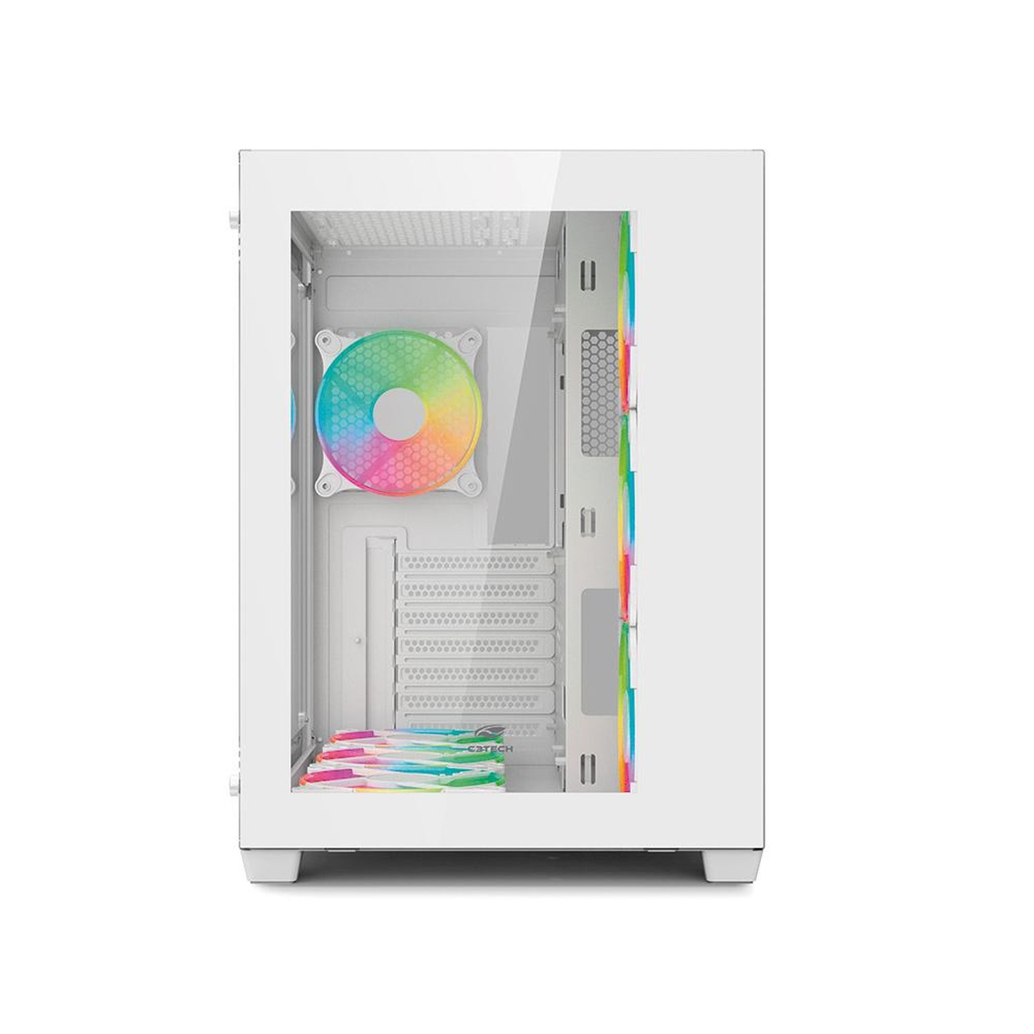 Gabinete Gamer C3tech Aquarius, Mid Tower, Vidro Temperado, Atx, White, Sem Fonte, Sem Fan