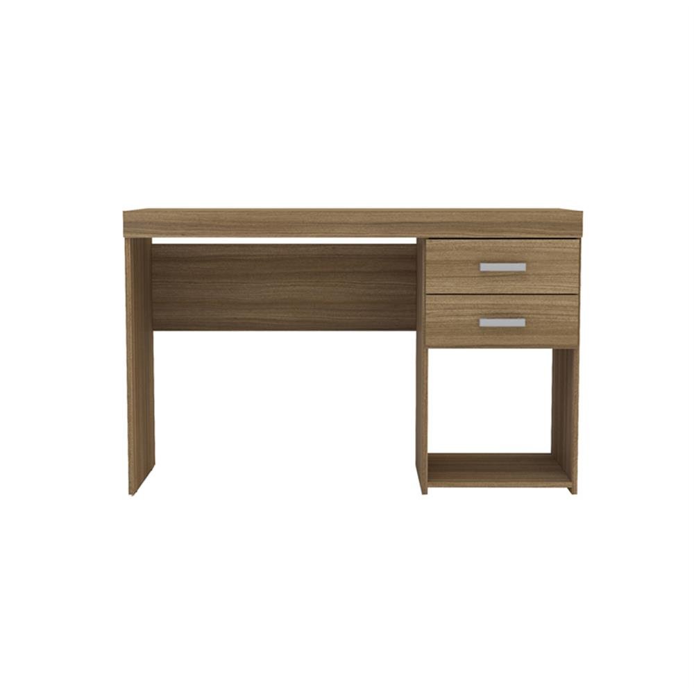 Mesa Escritorio Secretaria 2 Gavetas Vertical Castanho Politorno