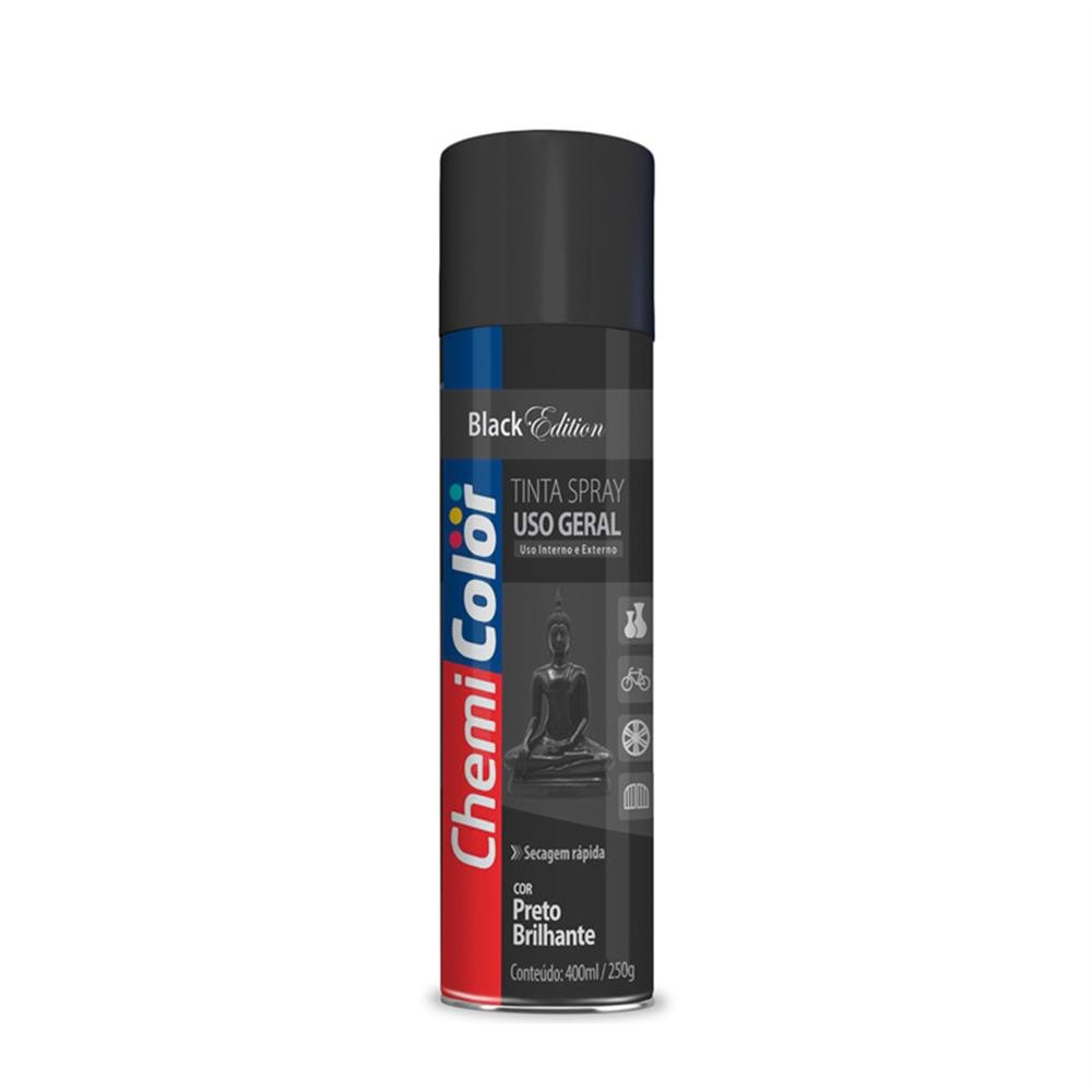 Tinta Spray Preto Brilhante 6X400 Chemicolor