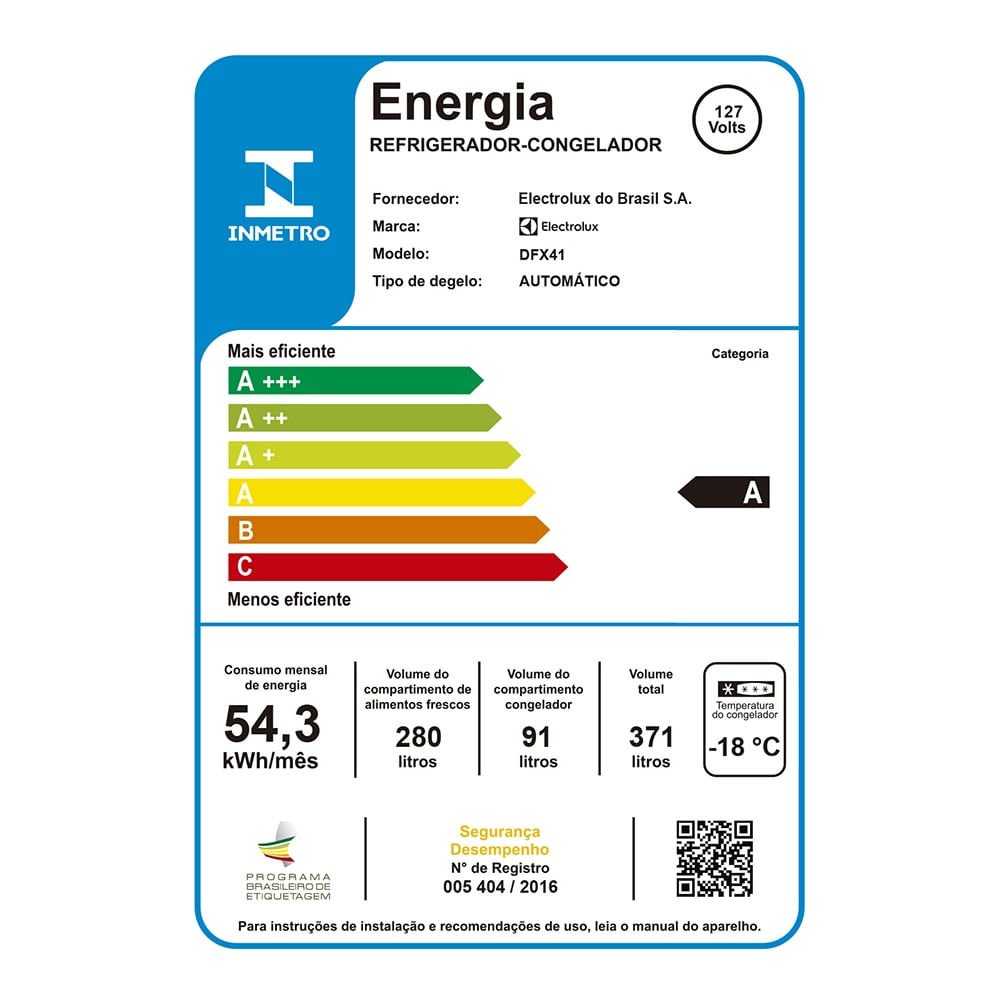 Refrigerador Electrolux Frost Free 371 Litros Inox DFX41 - 127 Volts
