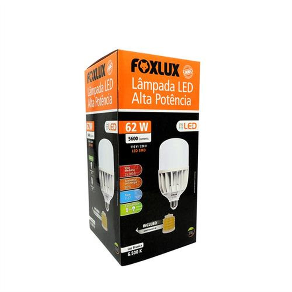 Lâmpada LED 62W Bulbo de Alta Potência Bivolt (6500K) Foxlux