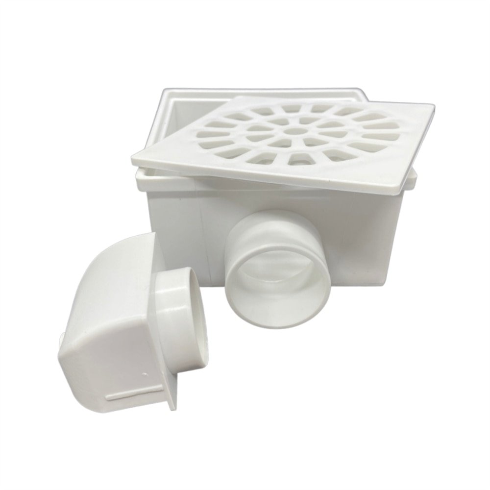 Ralo Sifonado Quadrado Rebouças 100x52x40 - Saída Lateral, SM, Branco