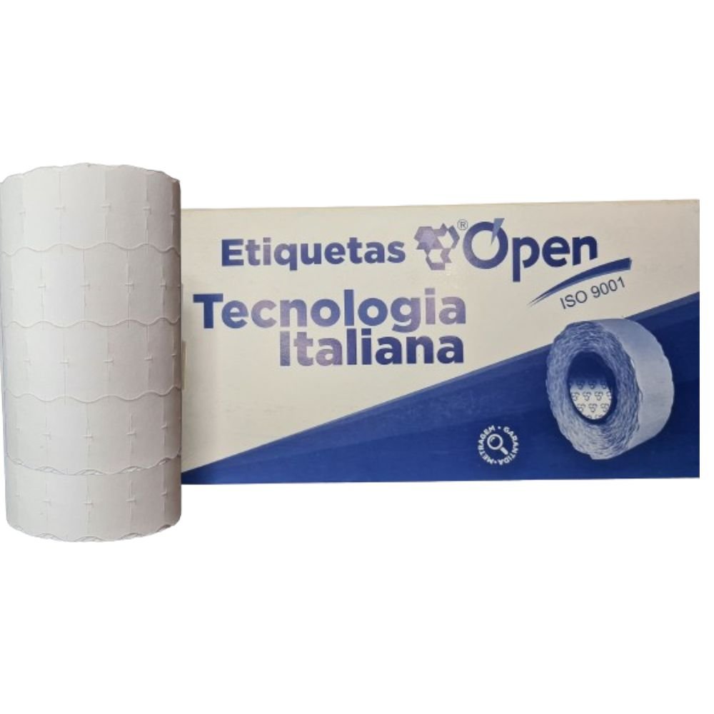 Etiqueta Para Etiquetadora Open P6 22x12 Ondulada - Caixa com 20 Rolos