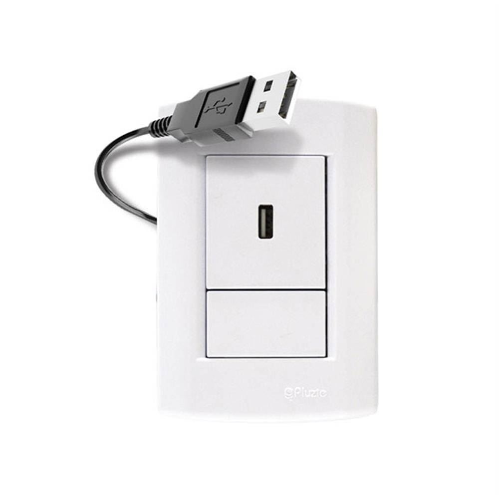 Tomada Usb 2X4 Branco Pluzie