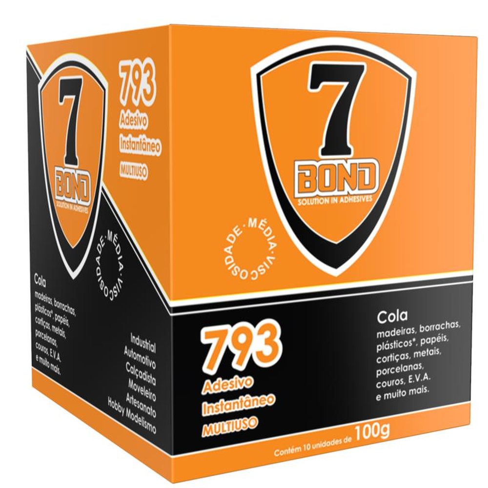 Adesivo Instantâneo 7 BOND 793 Caixa Master Com 100 Unidades De 100g