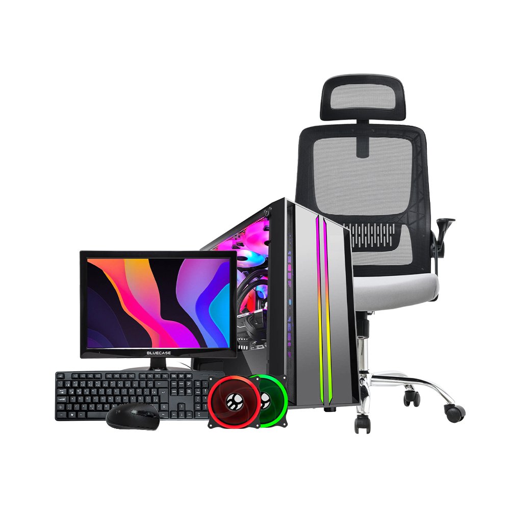 Kit Computador Completo Gabinete Gamer I5 2ªgeração/ 8GB/ SSD 120gb/2 Fans + Monitor 15,4" + Teclado e Mouse + Cadeira Office Ergonômica BCOP-02 BLUEC