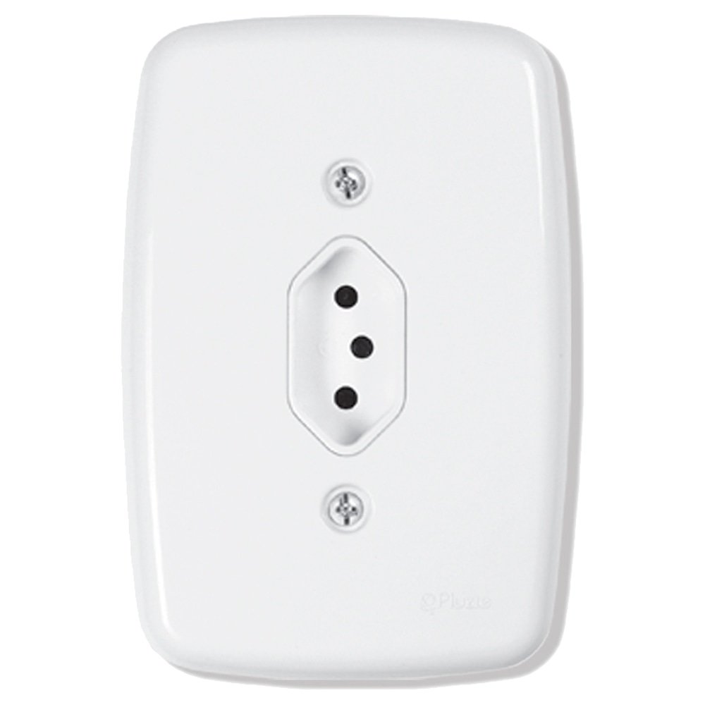 Interruptor Ideale Pluzie 1 Tecla Paralelo + 1 Tomada 2P+T - 20A com Placa 4X2 Branca