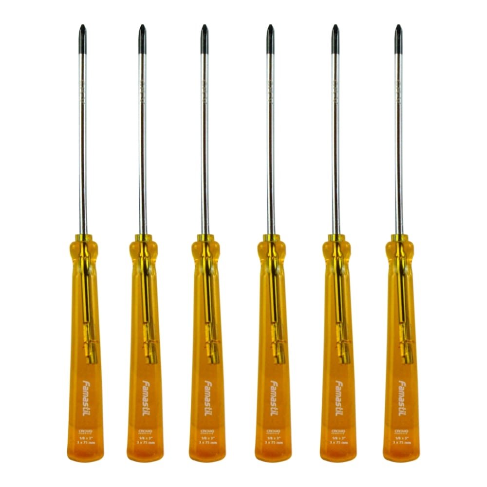 Chave Philips Famastil 1/8x3P Ponta Imantada Cromo Vanádio - Embalagem com 6 Unidades