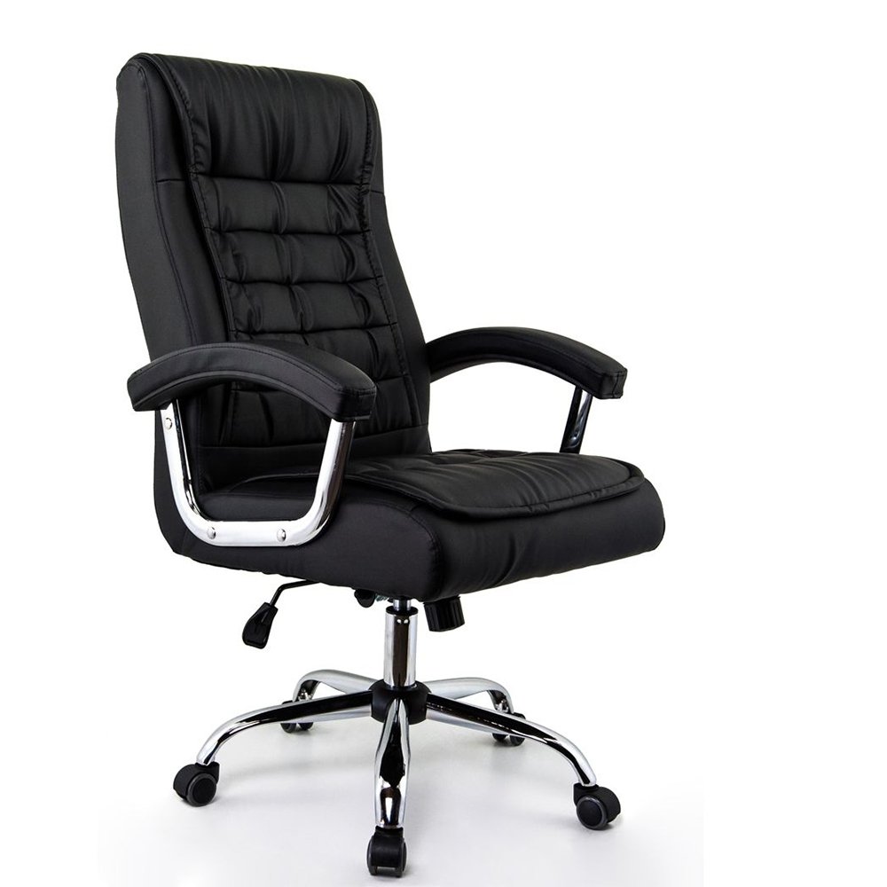 Cadeira De Escritorio Presidente Fox Base Cromada Com Rodinha Molas Ensacadas Preta - Ut-C351
