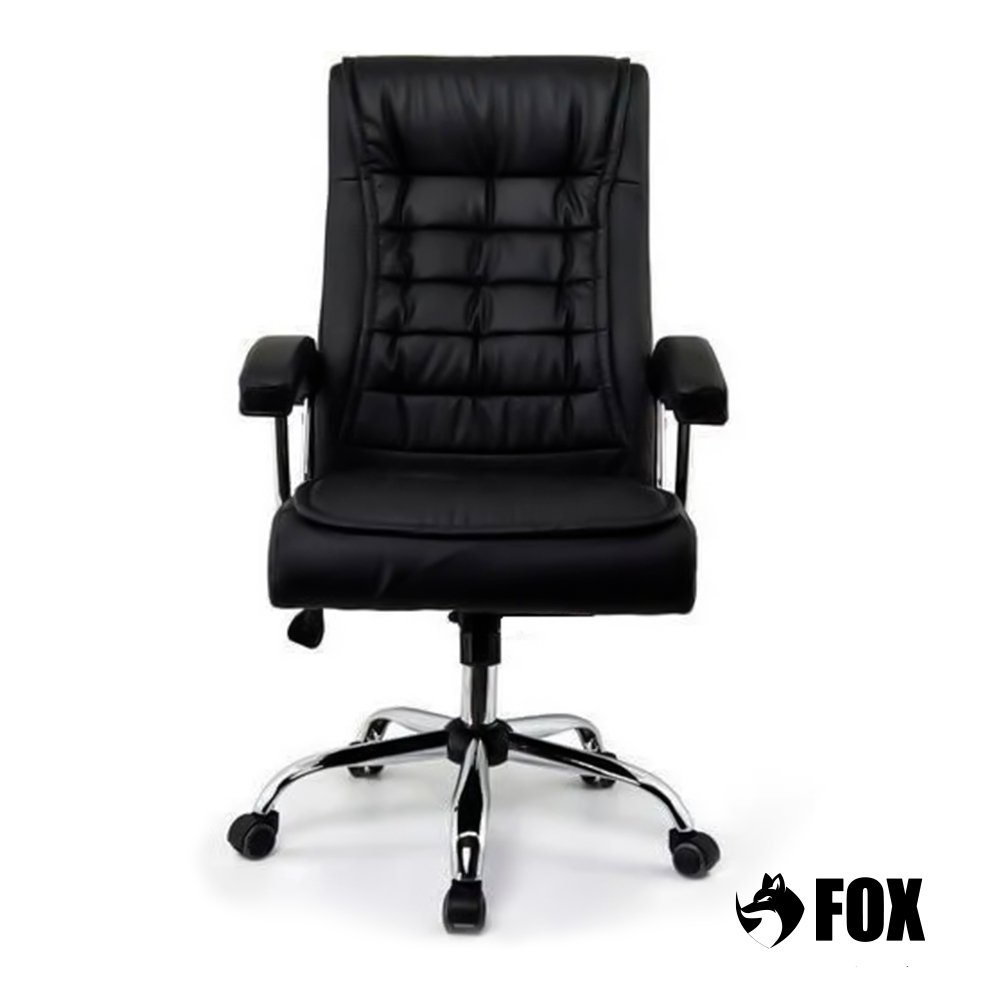 Cadeira de Escritorio Presidente Fox Base Cromada com Rodinha Molas Ensacadas Preta - UT-C351