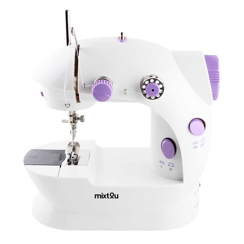 Mini Maquina De Costura Reta Portatil Com Pedal Branca 110V/ 220V