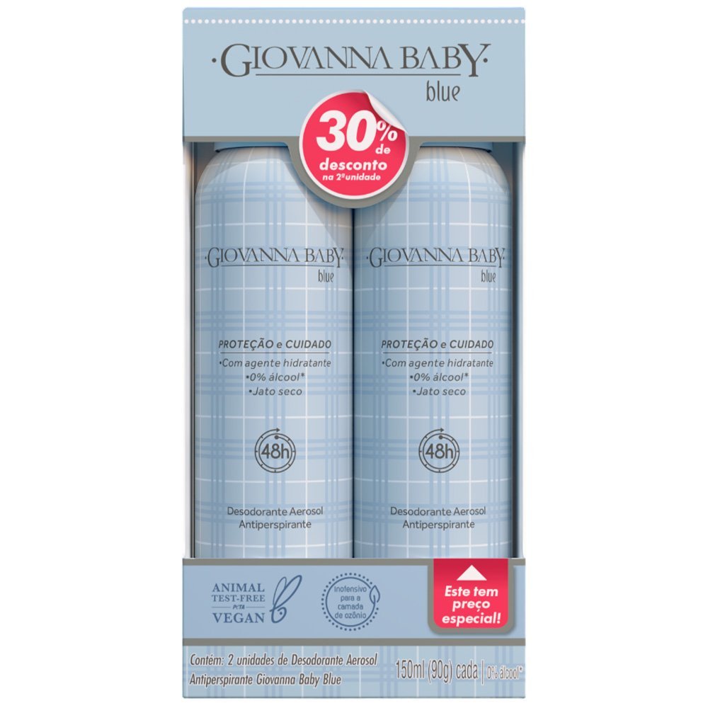 Desodorante Aerosol Giovanna Baby Kit com 02unidades 150Ml Blue