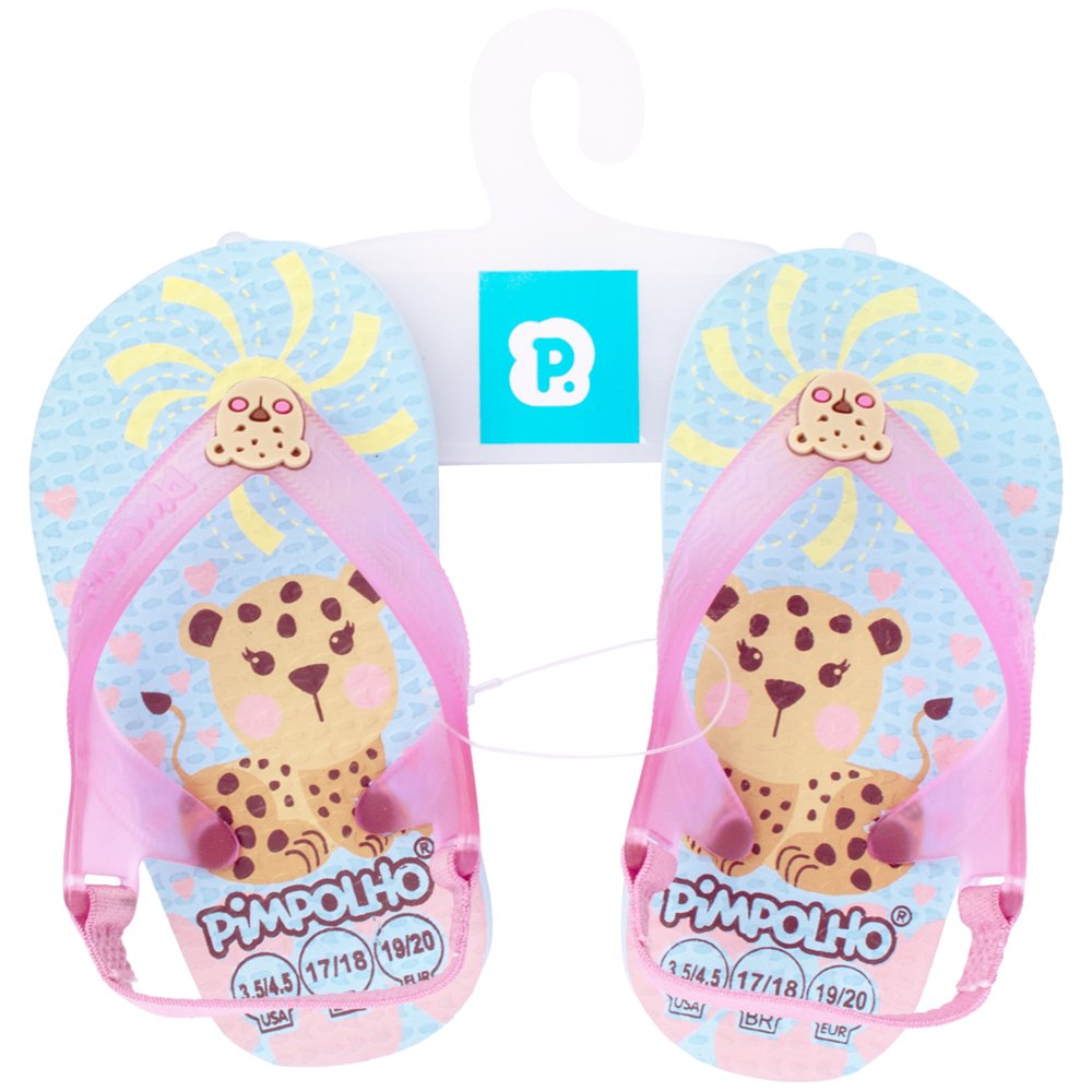 Kit Sandalia Praiana Baby Azul/Onça Feminino Pimpolho Com 12 Pares - Numeração 17 A 23