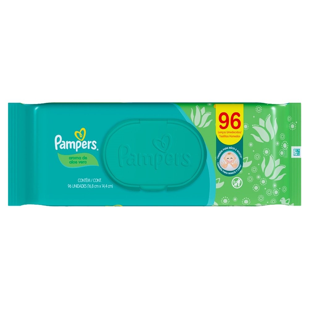 Lenços Umedecidos Pampers Aloe Vera - Pacote com 96 Unidades
