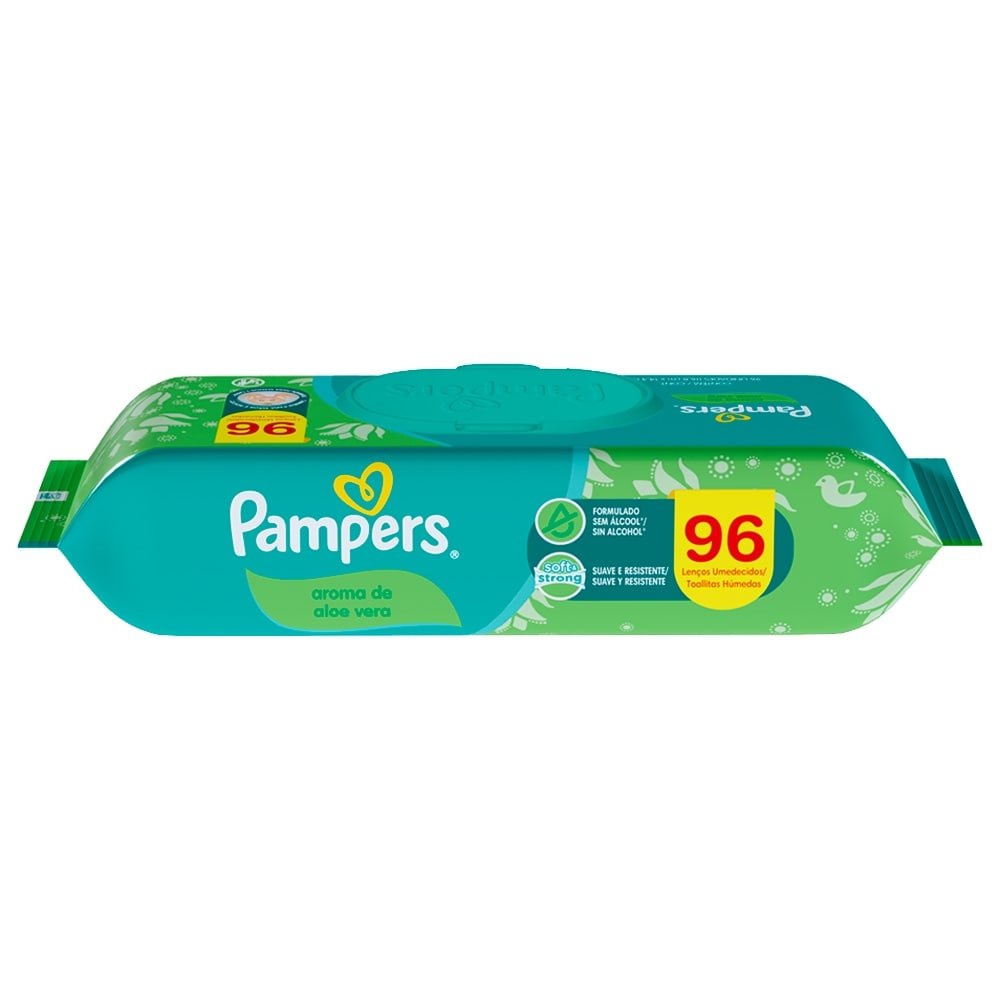 Lenços Umedecidos Pampers Aloe Vera - Pacote com 96 Unidades