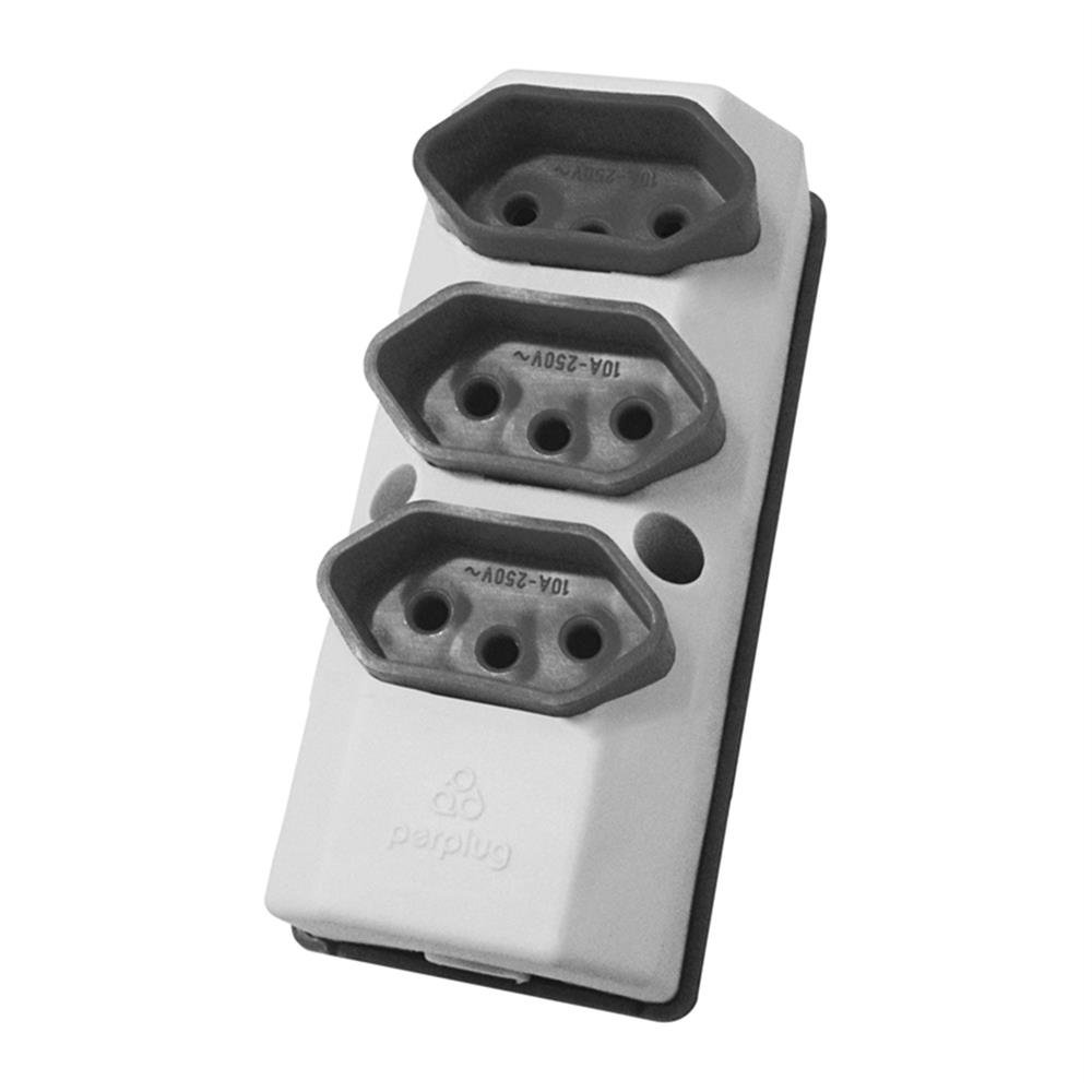 Tomada Barra Tripla Branca 2P+T 10A Perlex