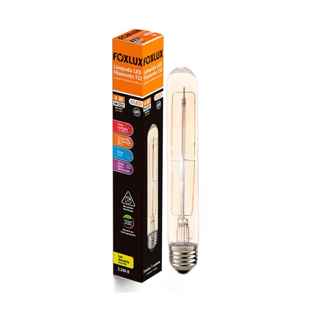 Lampada Led 4W 2200K Tubo Filamento Bivolt