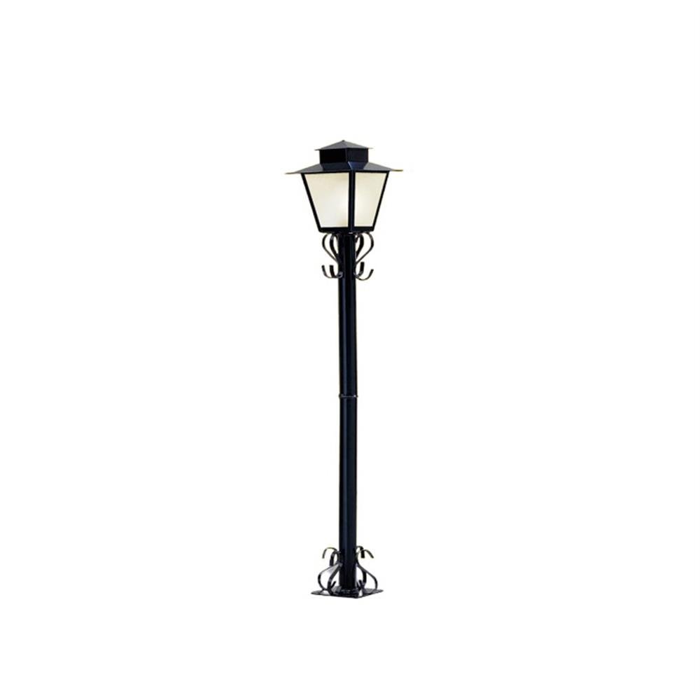 Poste Colonial Quadrado Preto Aço 1.25m E-27 Ideal