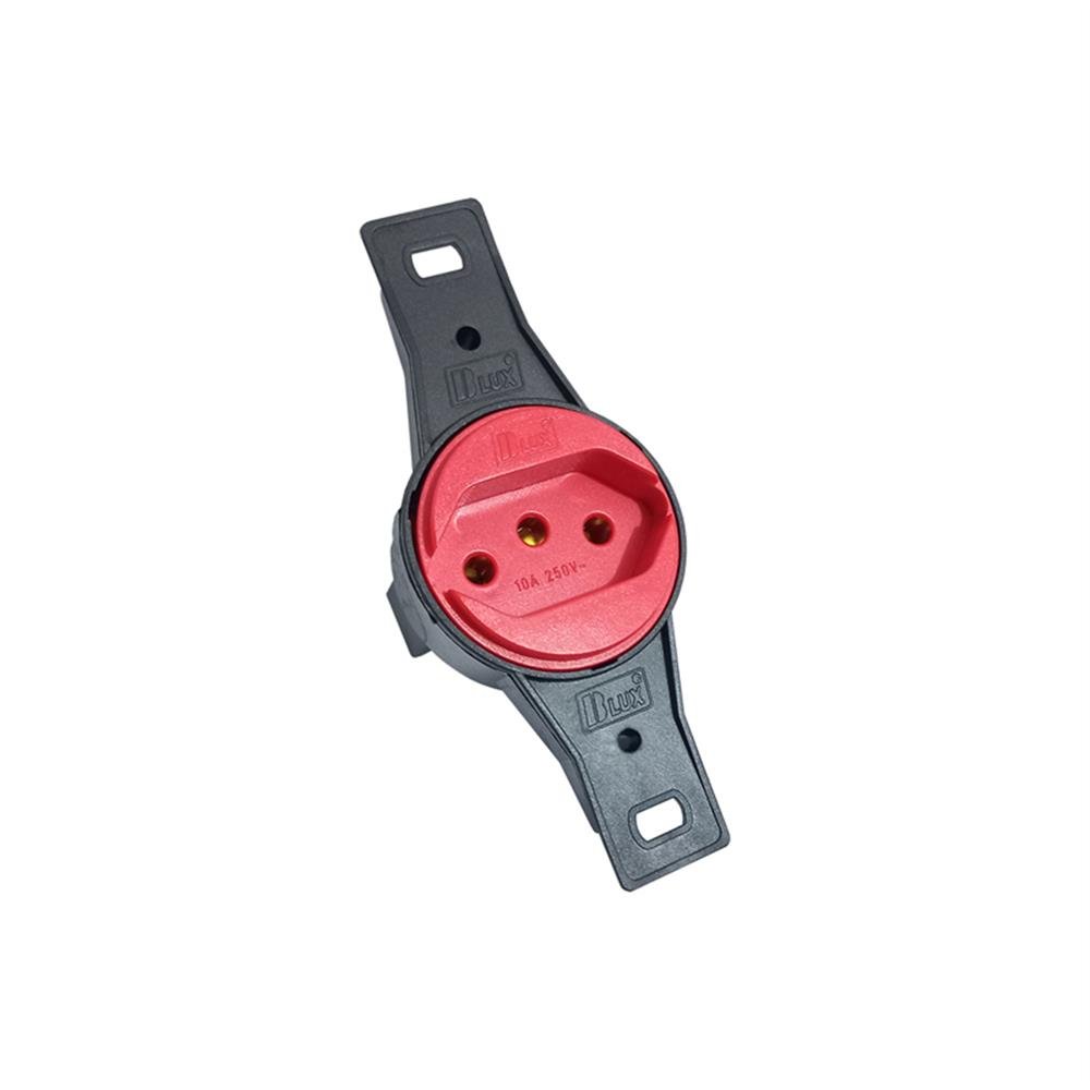 Tomada Redonda 2P+T 10A Sem Placa Para Condulete Longa Vermelha Blux