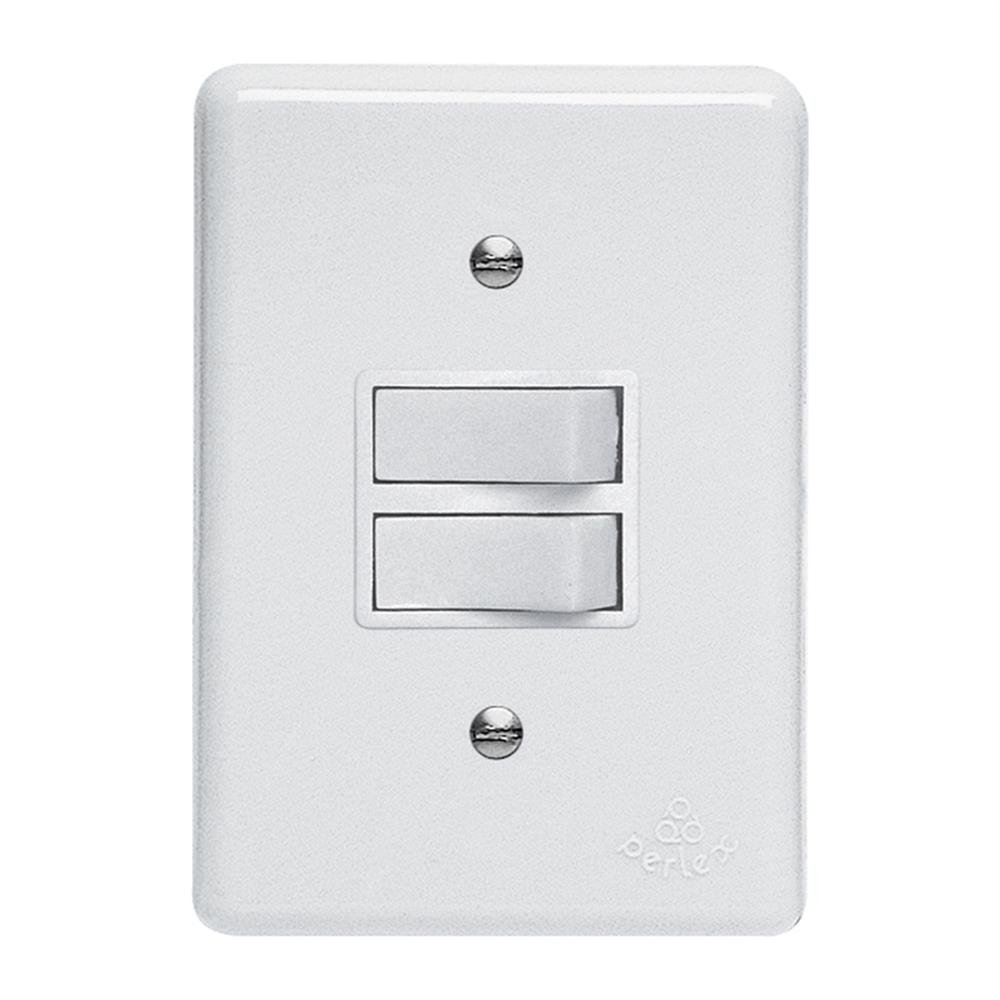 Interruptor 2 Simples 2X4 10A Branco Perlex C20