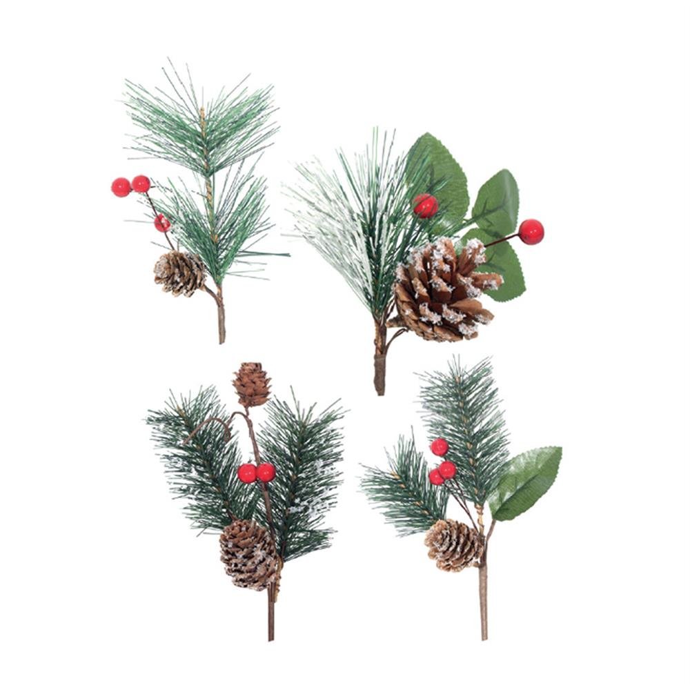 Enfeite Natal Galho Mono/Berrie/Pinha 17Cm