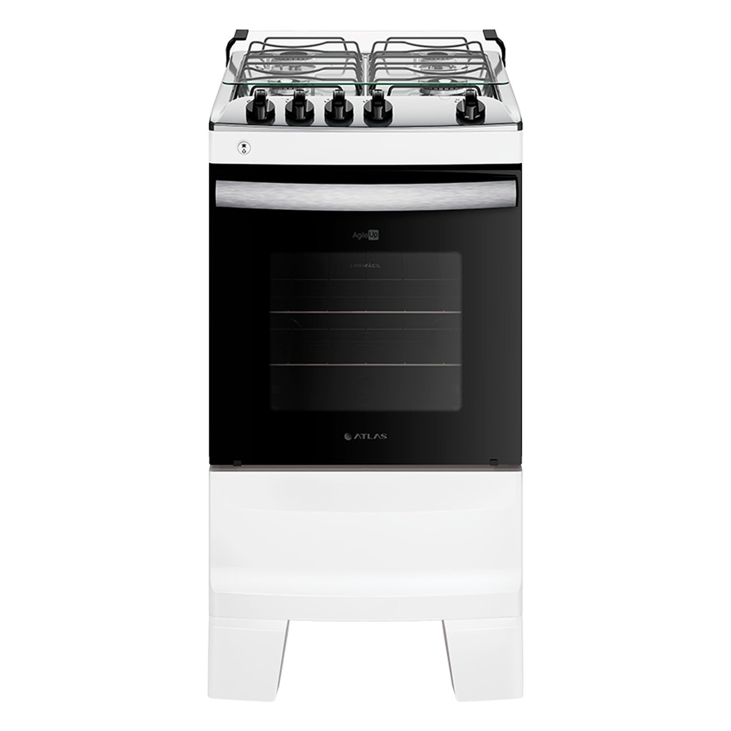 Fogão de Piso Atlas 4 Bocas Agile Up - Mesa em Inox, Branco, Bivolt
