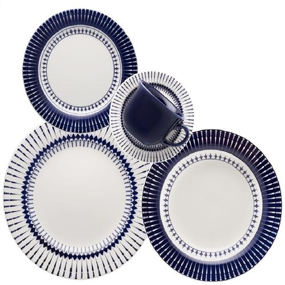 Aparelho de Jantar/Chá Biona Colb | Cerâmica, 42 Peças, Azul/Branco