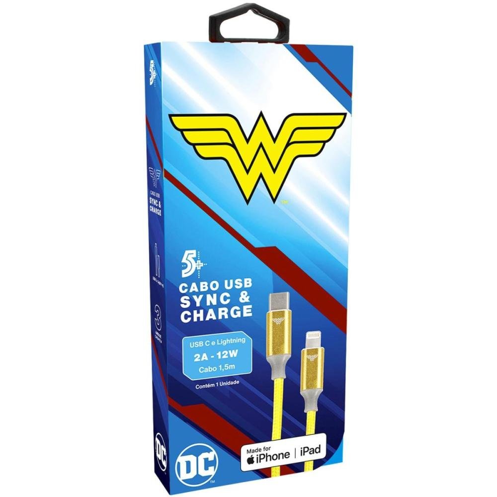 Cabo USB-C Para Lightning Wonder Woman 1,5m 5+