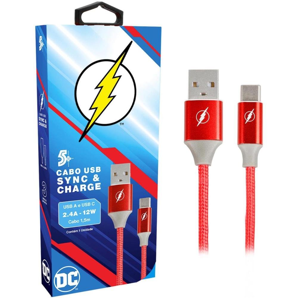 Cabo Carregador Turbo Pix 5+ Kokay, 1.5M Usb-A, Para Tipo C, The Flash 5