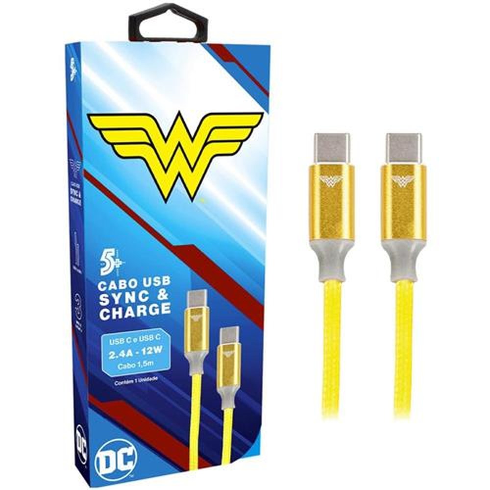Cabo USB-C Para USB-C Wonder Woman 1,5m 5+ Un.Venda: PC/1