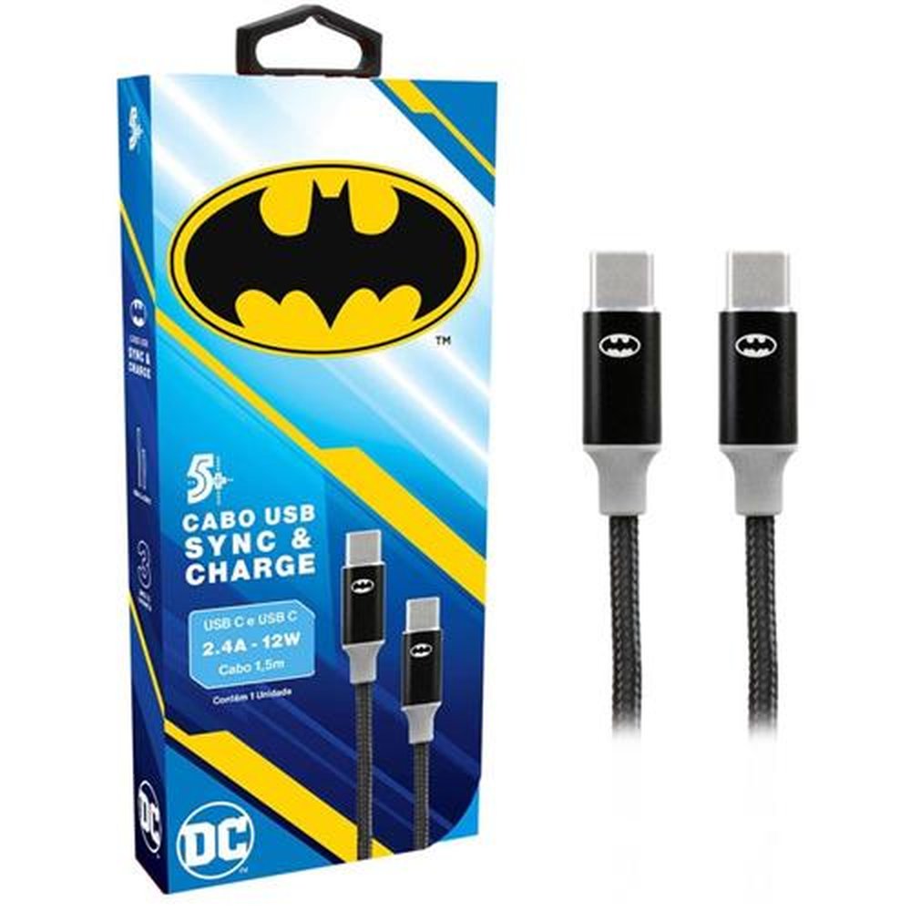 Cabo USB-C Para USB-C Batman 1,5m 5+ Un.Venda: PC/1