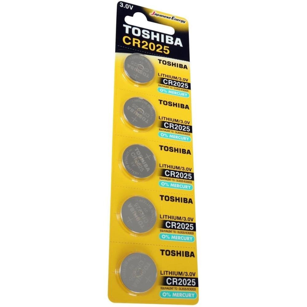 Pilha Moeda Lithium 3V CR2025 Toshiba - Cartela com 5 pilhas
