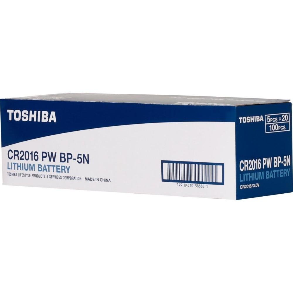 Pilha Moeda Lithium 3V CR2016 Toshiba - Cartela com 5 pilhas