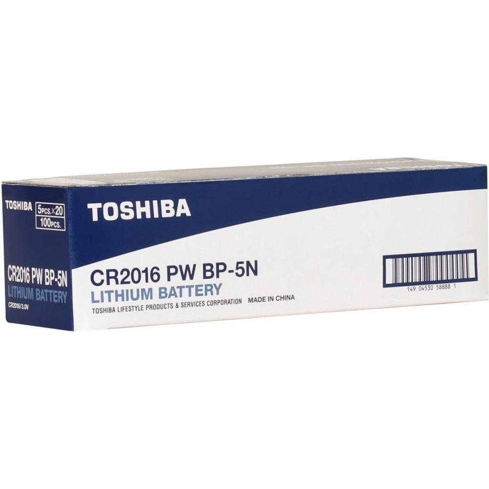 Pilha Moeda Lithium 3V CR2016 Toshiba - Cartela com 5 pilhas
