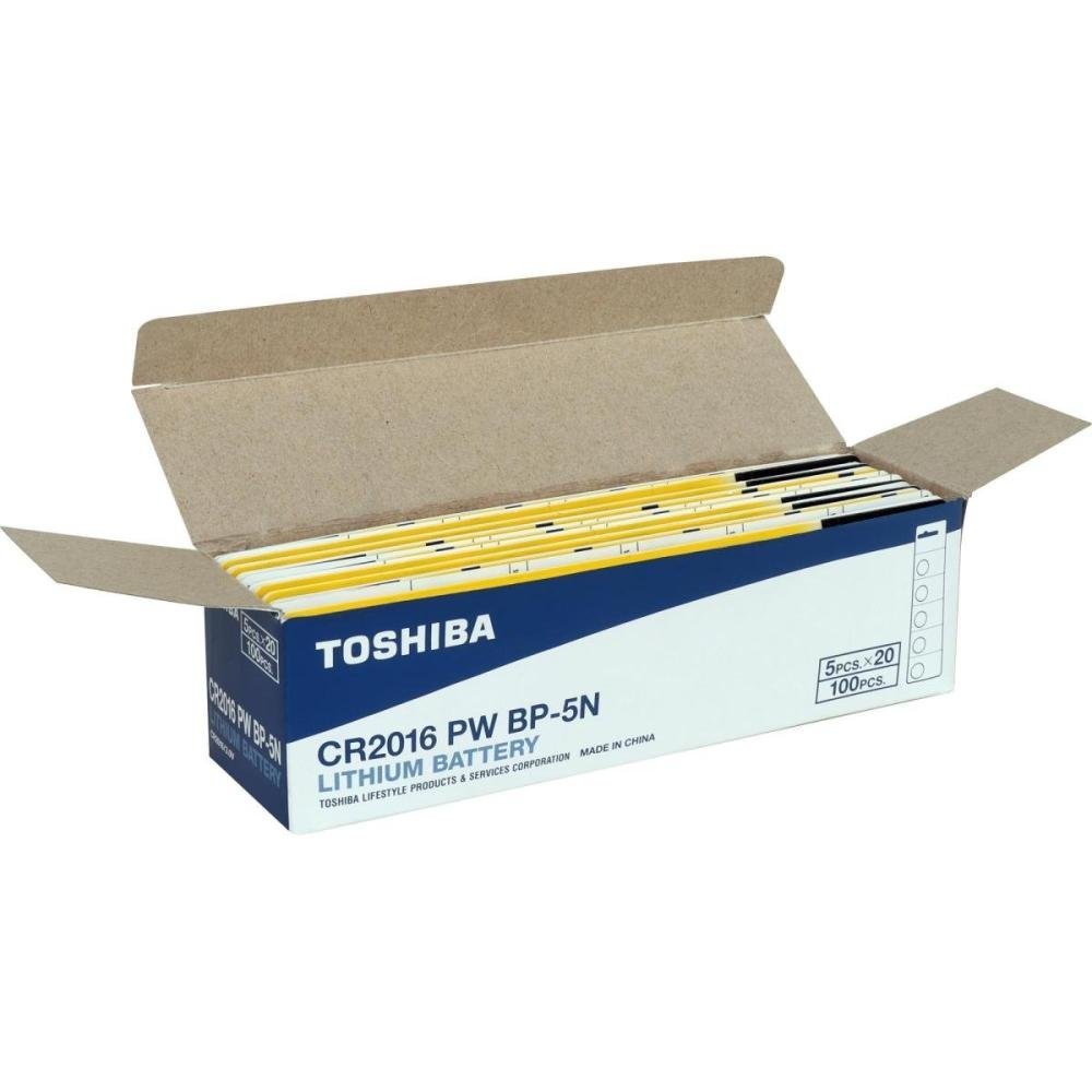 Pilha Moeda Lithium 3V CR2016 Toshiba - Cartela com 5 pilhas