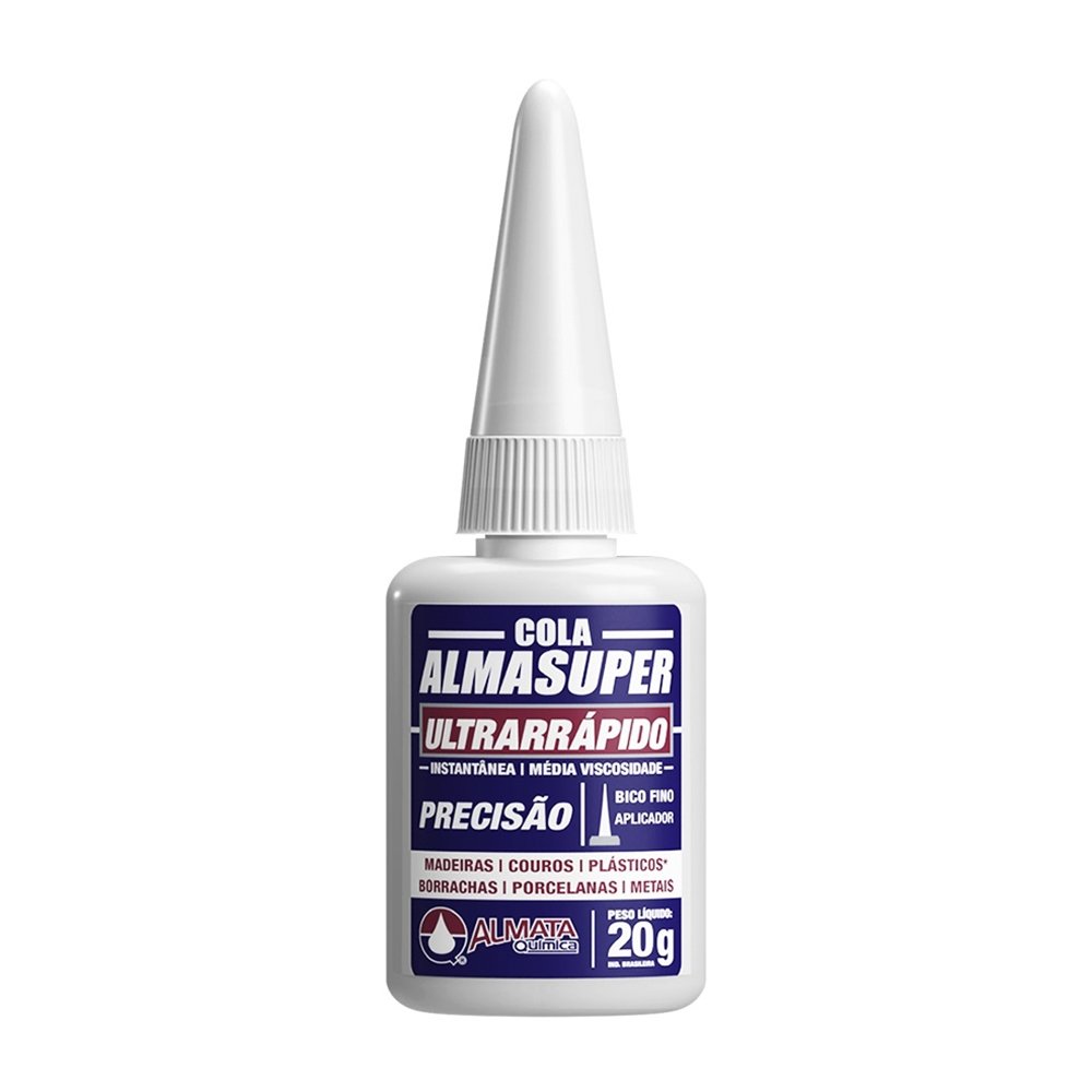 Cola Almasuper Ultrarrápido Precisão AEP401 Instantânea 20g - Embalagem com 10 Unidades