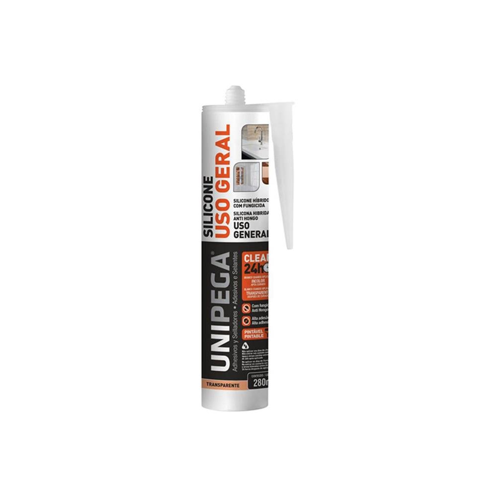 Cola Silicone 260G Transparente Uso Geral Unipega