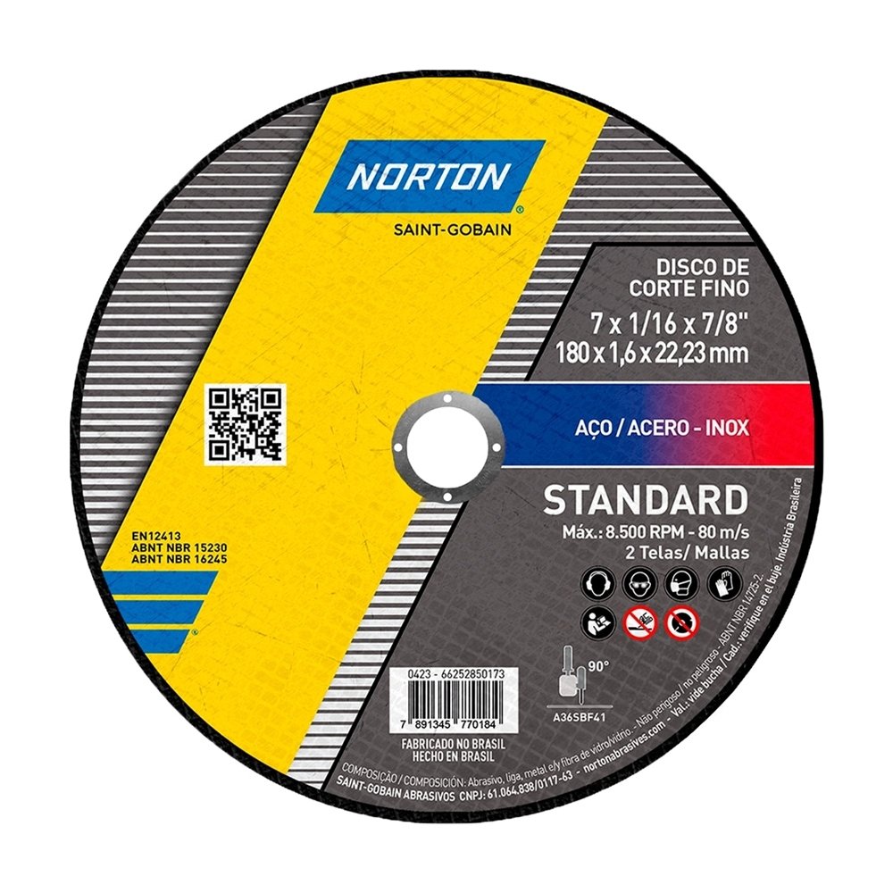 25 Discos de Corte Norton 180 7 Polegadas Standard