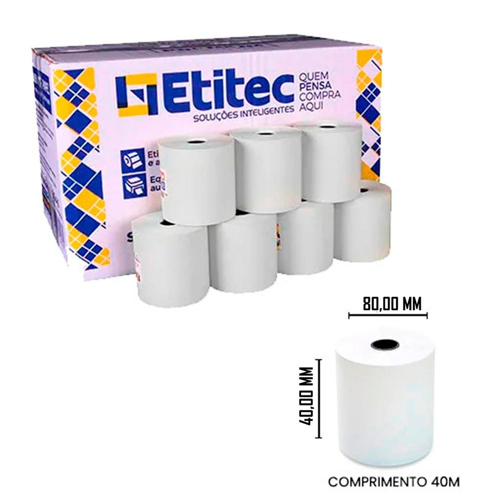 Bobina Térmica 80x40 Pvd Cupom Caixa Com 30